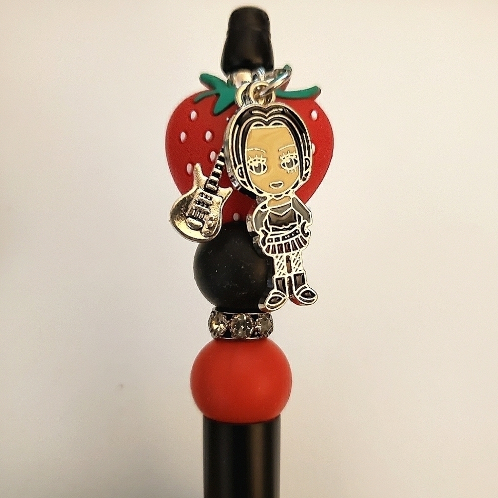 Handmade Beaded Nana Osaki Anime Strawberry Silicone Focal Bead Pen